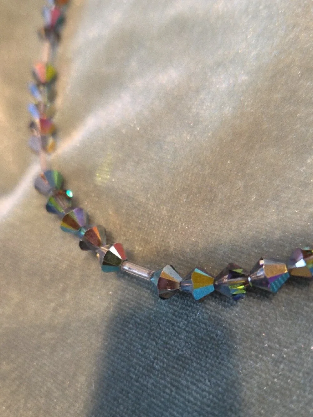 Crystal Beaded Choker Necklace - Faceted AB Iridescent Beads